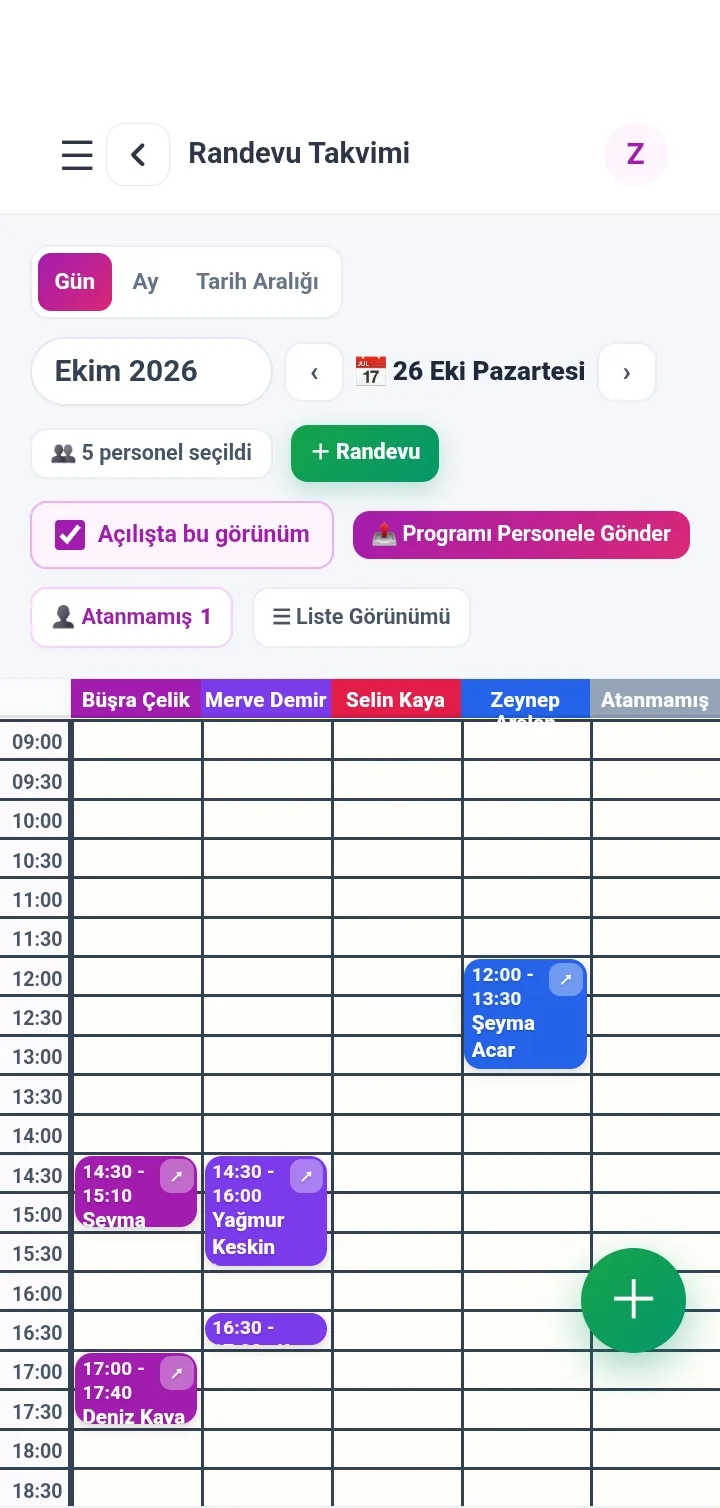 تطبيق SalonCRM للجوال — تقويم المواعيد
